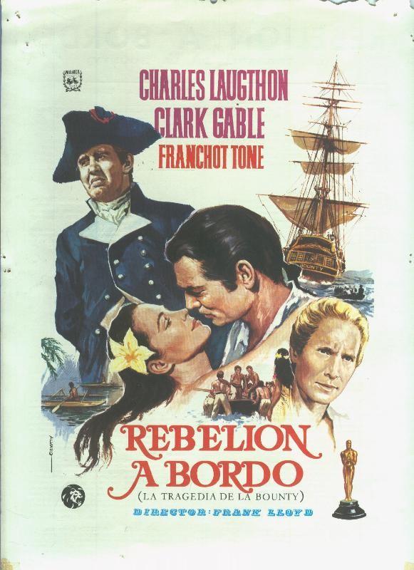 Poster ficha de cine: Rebelion a bordo (Charles Laugthon-Clark Gable)
