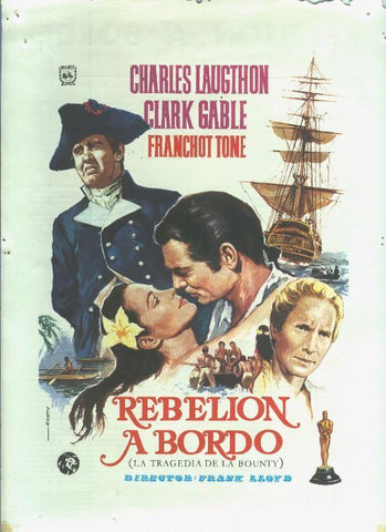 Poster ficha de cine: Rebelion a bordo (Charles Laugthon-Clark Gable)