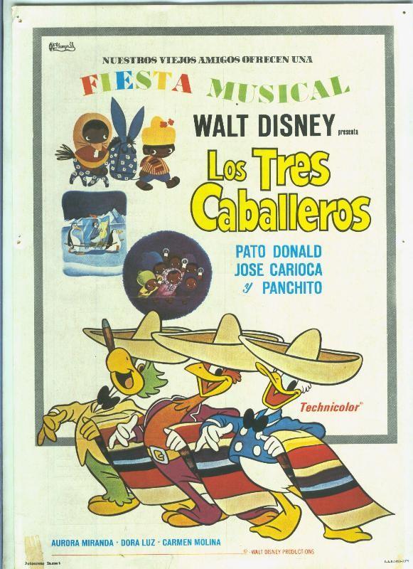 Poster ficha de cine: Los tres caballeros (Wald Disney(