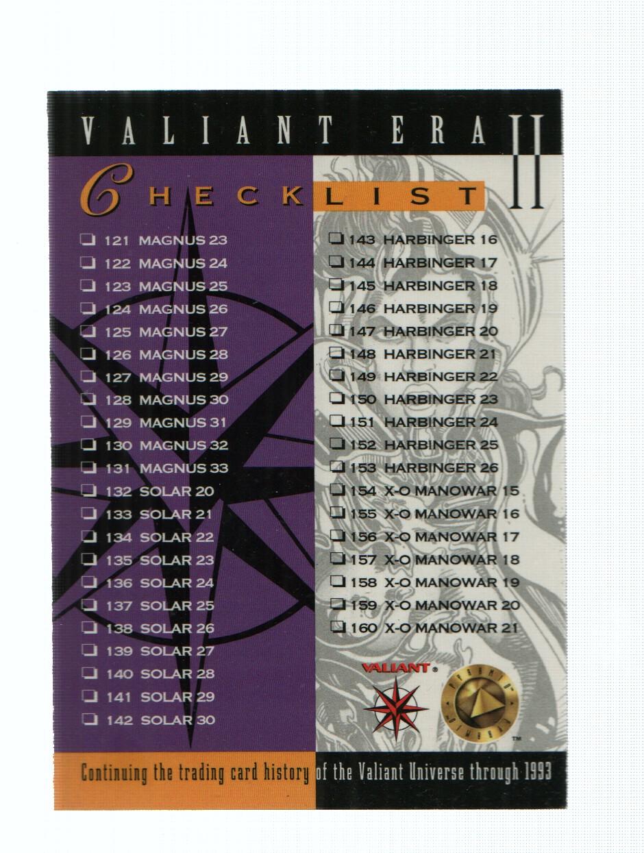 Trading Cards: VALIANT Serie ERA II Numero 259: Valiant ERA II, CHEKCLIST (Valiant 1994)