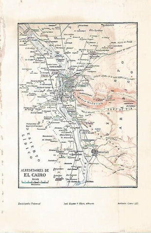 LAMINA De ESPASA 0098: Mapa de los alrededores de el Cairo