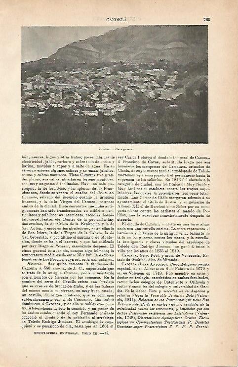 LAMINA ESPASA 2959: Vista general de Cazorla Jaen