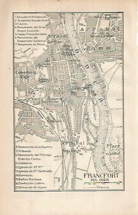 LAMINA ESPASA 3473: Plano de Francfort del Oder Alemania