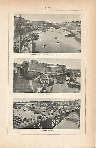 LAMINA ESPASA 11649: Vistas de Brest Francia