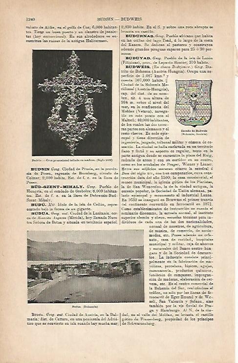 LAMINA ESPASA 11852: Escudo de Budweis Austria