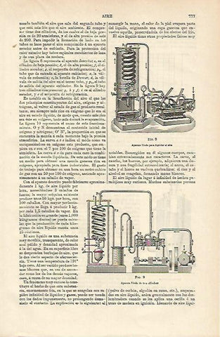 LAMINA ESPASA 12705: Aparato Linde para liquidar el aire
