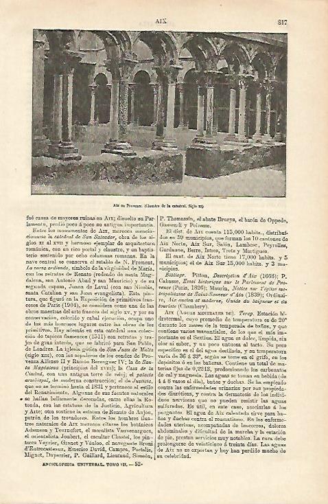 LAMINA ESPASA 12710: Claustro de la Catedral de Aix en Provence Francia