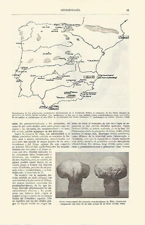 LAMINA ESPASA 14830: Mapa de los yacimientos mustarienses de España