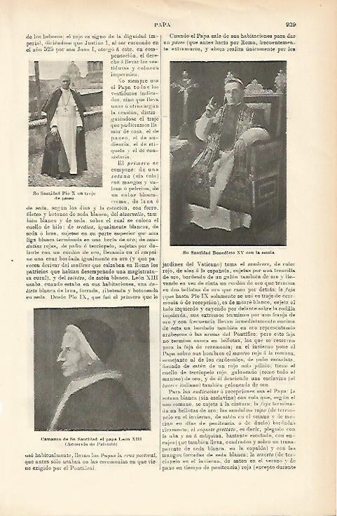 LAMINA ESPASA 1432: Retratos de Pio X Benedito XV y Leon XIII