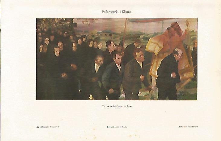 LAMINA ESPASA 18169: Procesion del Corpus en Lezo por Salaverria