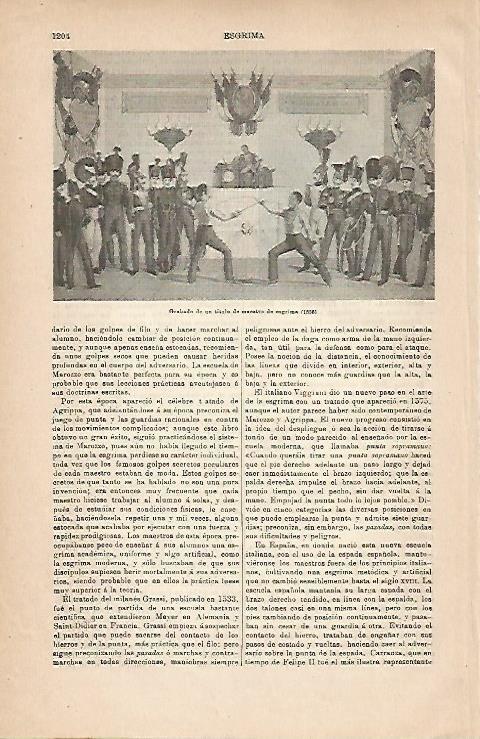 LAMINA ESPASA 18974: Grabado de un titulo de maestro de esgrima en 1835