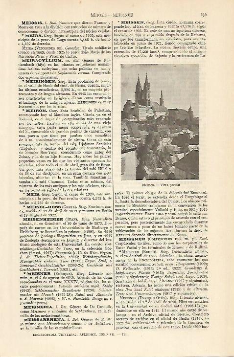 LAMINA ESPASA Alemania 4908: Vista parcial de Meissen Alemania