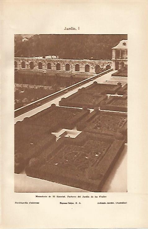 LAMINA ESPASA 19734: Jardin de los Frailes en El Escorial