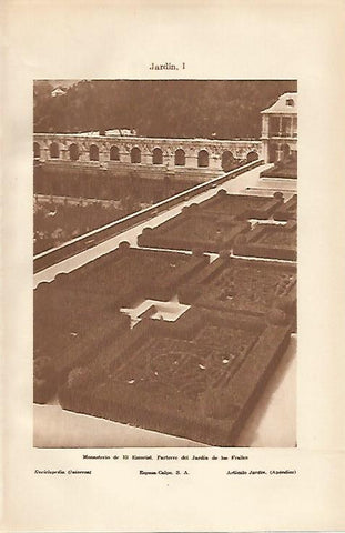 LAMINA ESPASA 19734: Jardin de los Frailes en El Escorial
