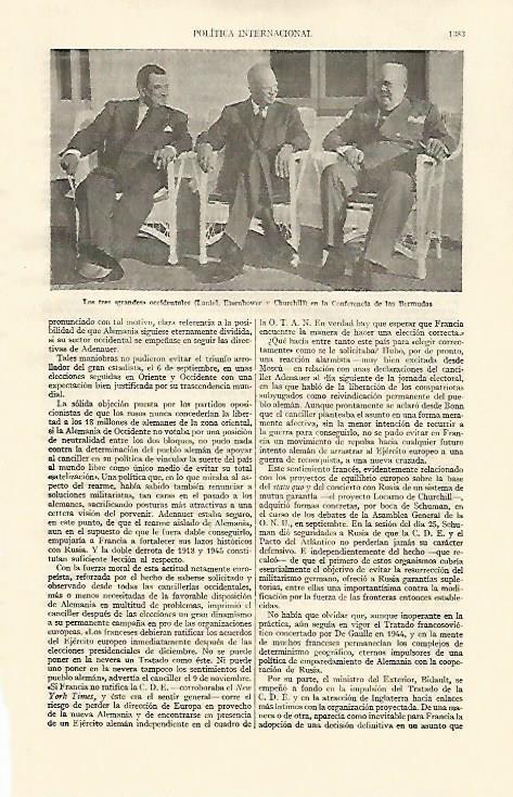 LAMINA ESPASA 22191: Laniel Eisenhower y Churchill en la Conferencia de las Bermudas