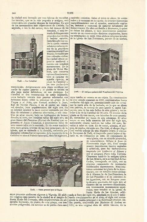 LAMINA ESPASA 1251: Vistas de Todi Italia