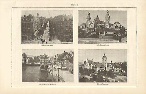 LAMINA ESPASA 1687: Vistas de Zurich Suiza