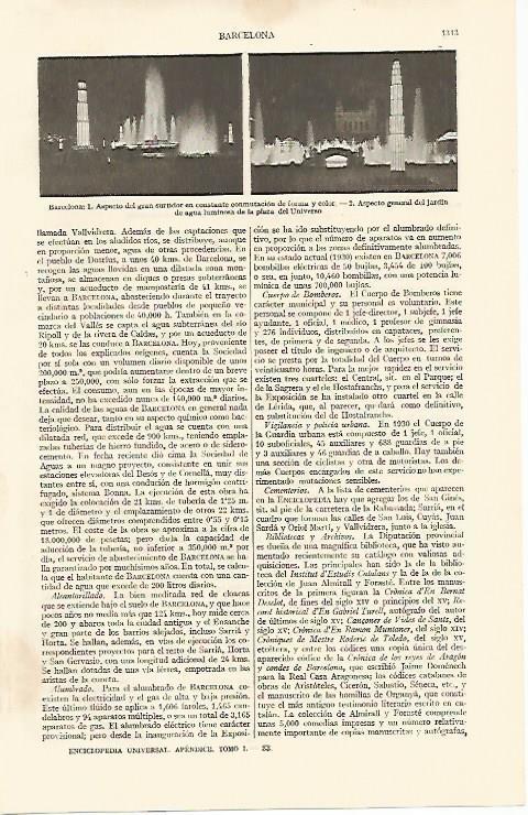 LAMINA ESPASA 10956: Fuentes de la Fira de Barcelona