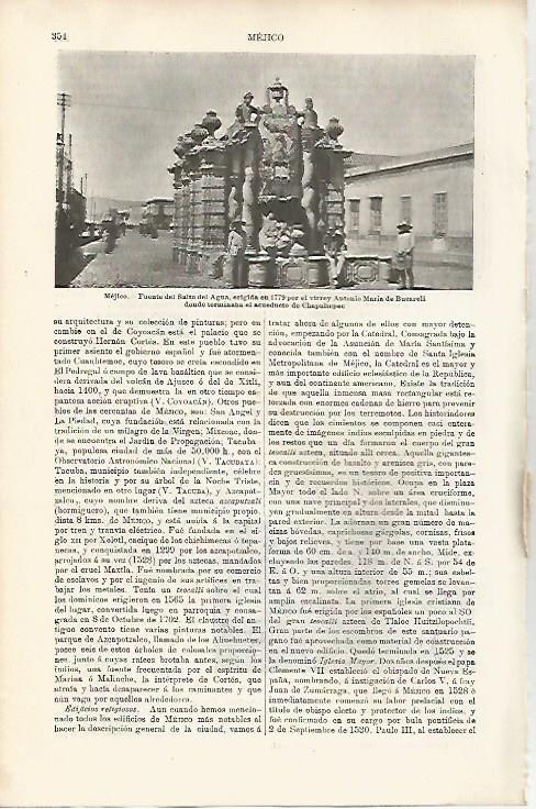 LAMINA ESPASA 11560: Fuente del Salto del Agua Mexico