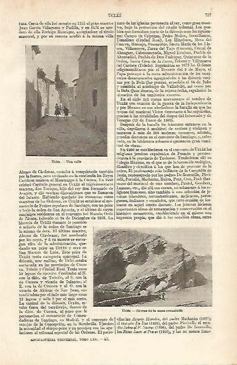 LAMINA ESPASA 12093: Calle y gruta de la mora encantada en Ucles Cuenca