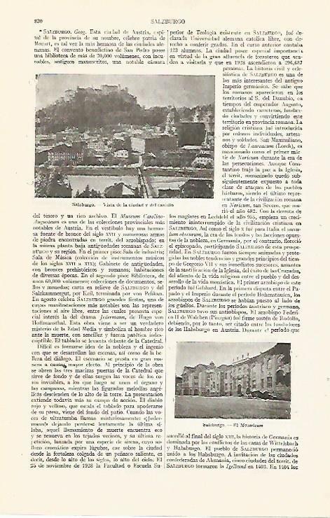 LAMINA ESPASA 14063: Vista de Salzburgo Austria