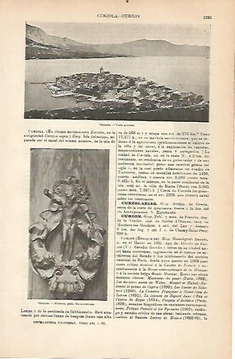 LAMINA ESPASA 14387: Vista general de Curzola Croacia