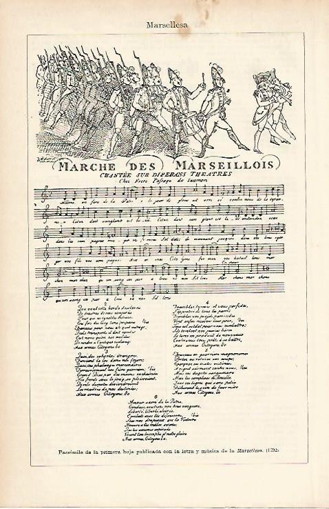 LAMINA ESPASA 1117: Copia del la primera pagina de la primera edicion de la Marsellesa 1792