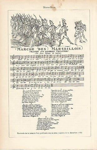 LAMINA ESPASA 1117: Copia del la primera pagina de la primera edicion de la Marsellesa 1792