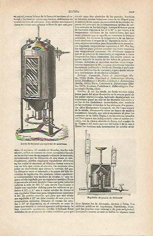 LAMINA ESPASA 16057: Estufa de Arsonval y regulador de presion de Moitessier
