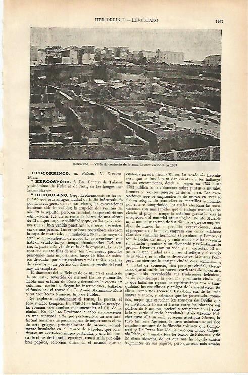 LAMINA ESPASA 16223: Vista de Herculano Italia
