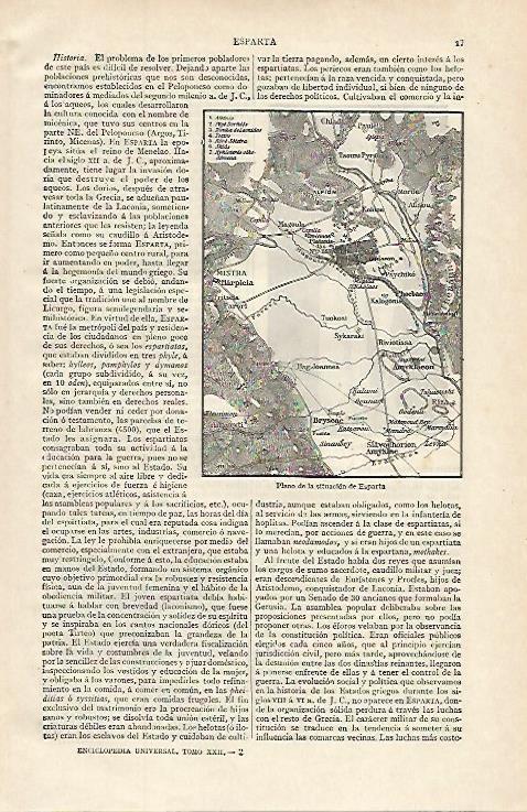 LAMINA ESPASA 16238: Plano de la situacion de Esparta