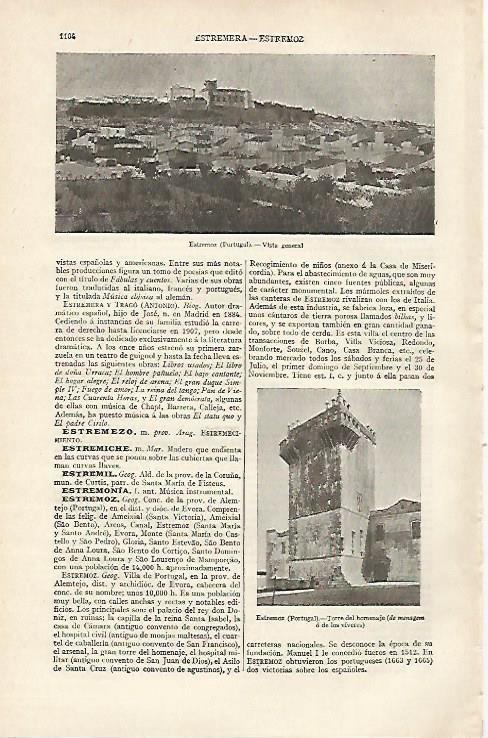 LAMINA ESPASA 16393: Vista de Estremoz Portugal