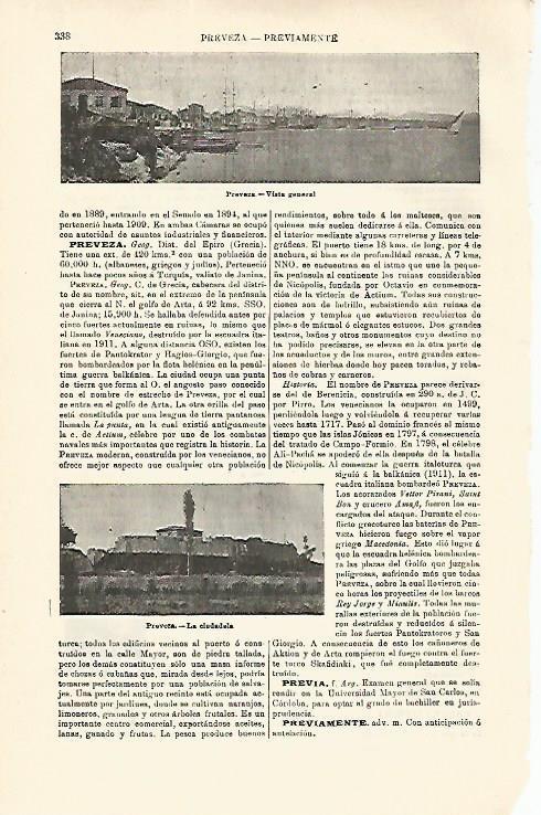 LAMINA ESPASA 16759: Vista de Preveza Grecia