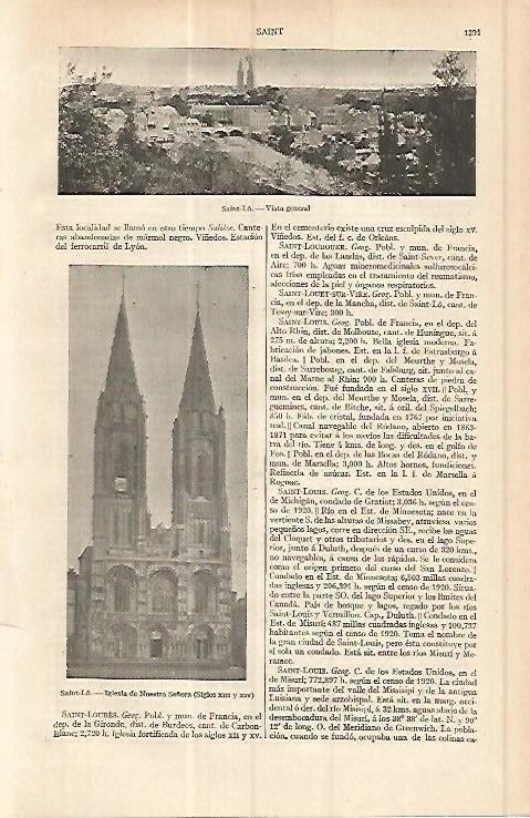 LAMINA ESPASA 17195: Vista e iglesia de Saint Lo