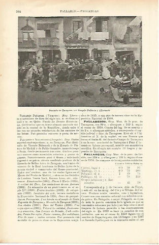 LAMINA ESPASA 1472: Mercado en Zaragoza cuadro de Pallares