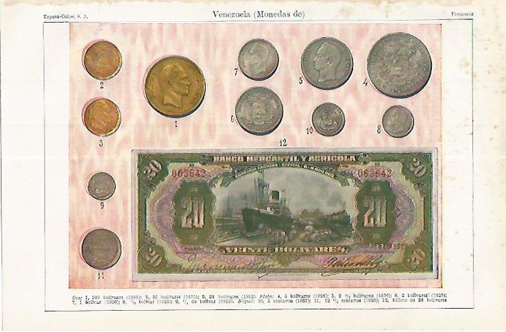 LAMINA ESPASA 17491: Monedas de Venezuela