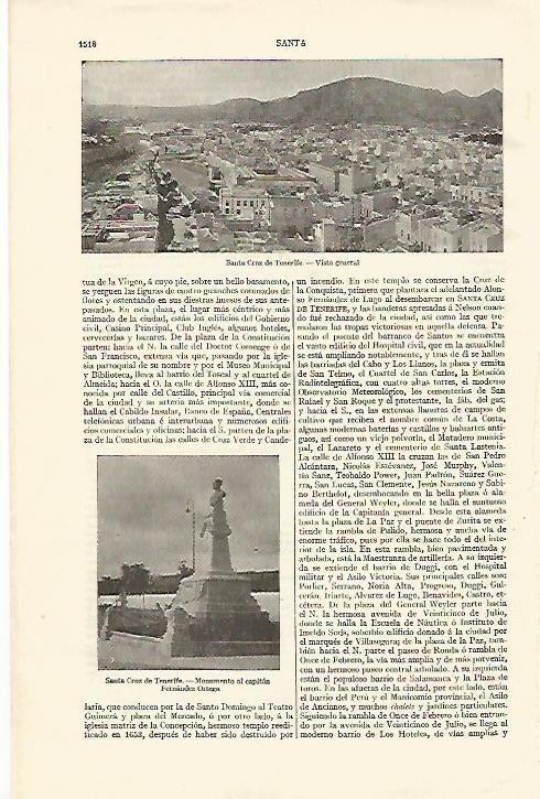 LAMINA ESPASA 18469: Vistas de Santa Cruz de Tenerife