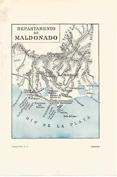 LAMINA ESPASA 18571: Mapa del Departamento de Maldonado