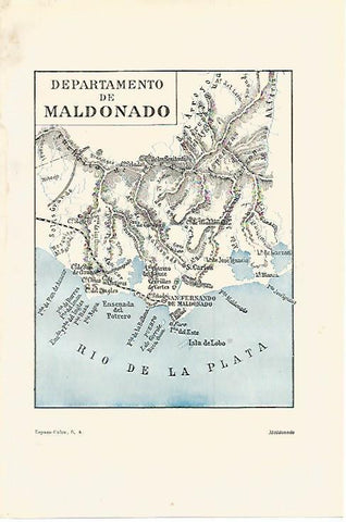 LAMINA ESPASA 18571: Mapa del Departamento de Maldonado