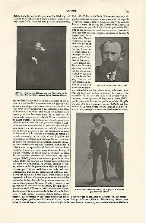 LAMINA ESPASA 18611: Retratos de E. Manet