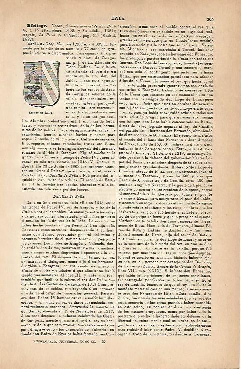 LAMINA ESPASA 18809: Escudo de Epila Zaragoza