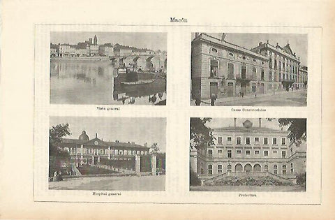 LAMINA ESPASA 1743: Vistas de Macon Francia
