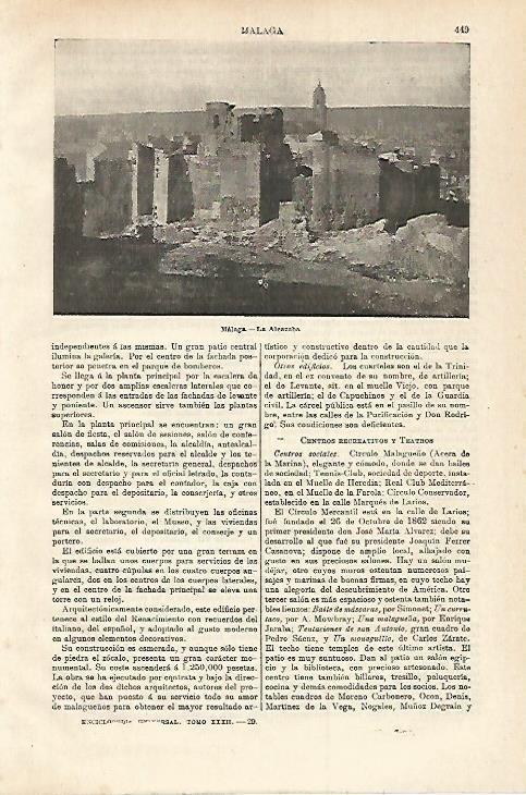 LAMINA ESPASA 18559: Alcazaba de Malaga