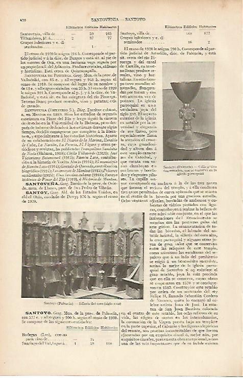 LAMINA ESPASA 19503: Silleri y caliz de Santoyo en Palencia
