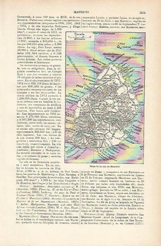 LAMINA ESPASA 1198: Mapa de la Isla Mauricio