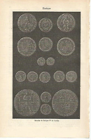 LAMINA ESPASA 16047: Monedas de Enrique IV de Castilla