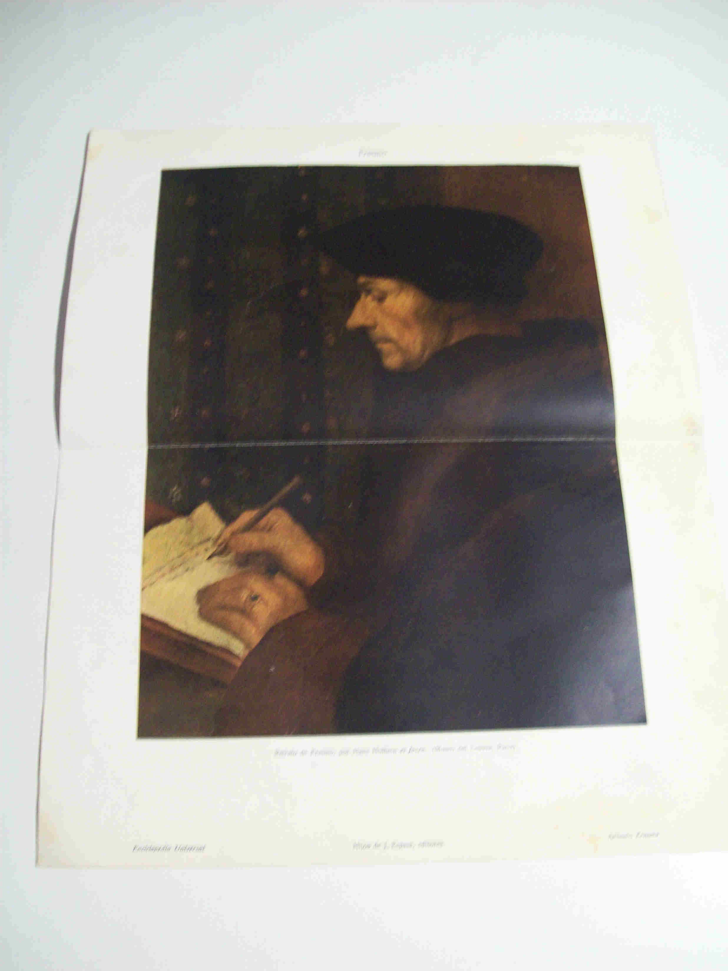 LAMINA ESPASA 18821: Retrato de Erasmo por Holbein el Joven