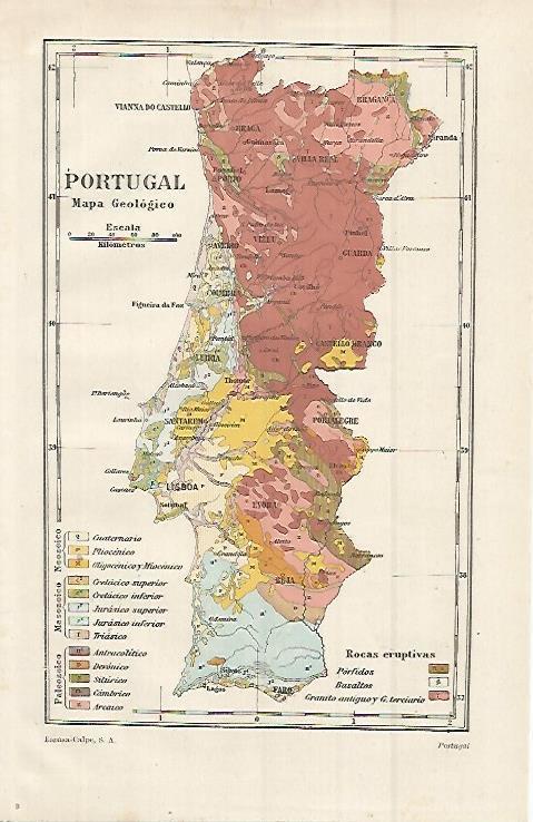 LAMINA ESPASA 15319: Mapa geologico de Portugal