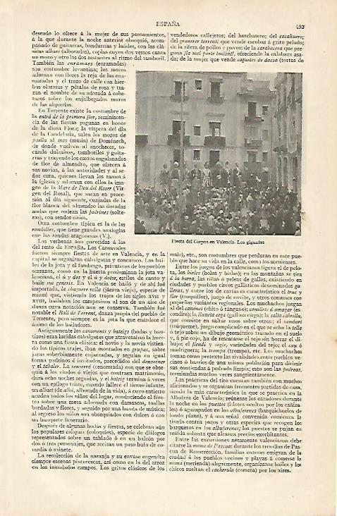 LAMINA ESPASA 10175: Fiesta del Corpus en Valencia