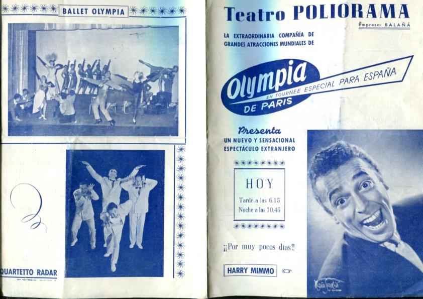 Folleto propaganda Teatro Poliorama con Harry Mimmo